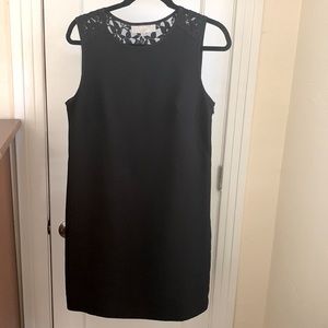 Size 8 Black Loft sleeveless Shift Dress with lace detail